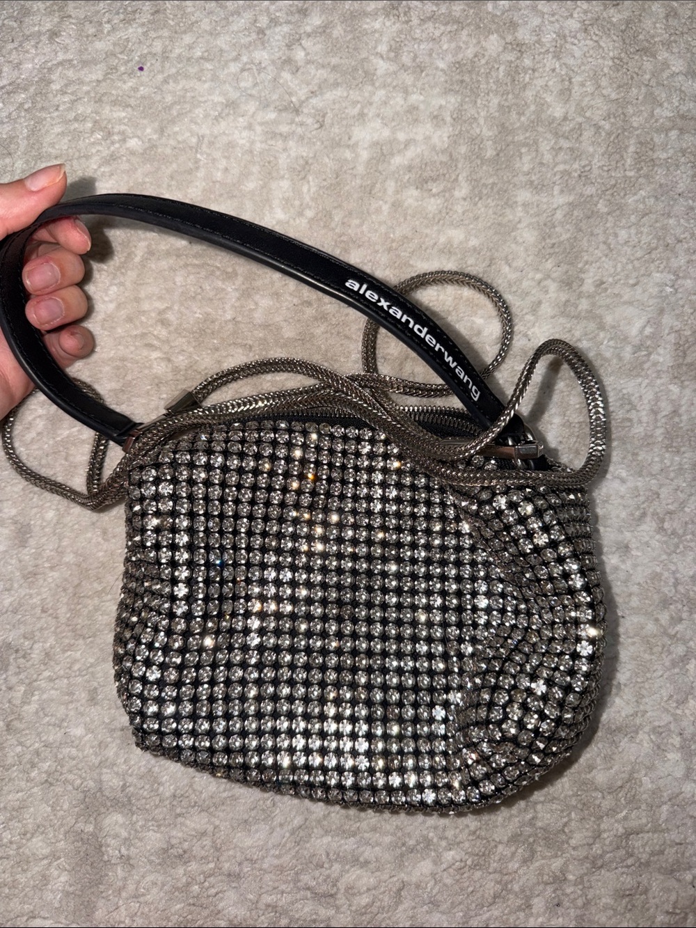 Alexander Wang Silver Crystal Mesh Mini Bag